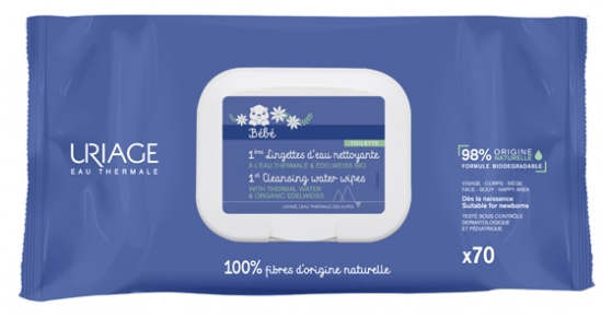 Uriage Bébé 1st Cleansing Wipes čisticí ubrousky pro děti 70 ks