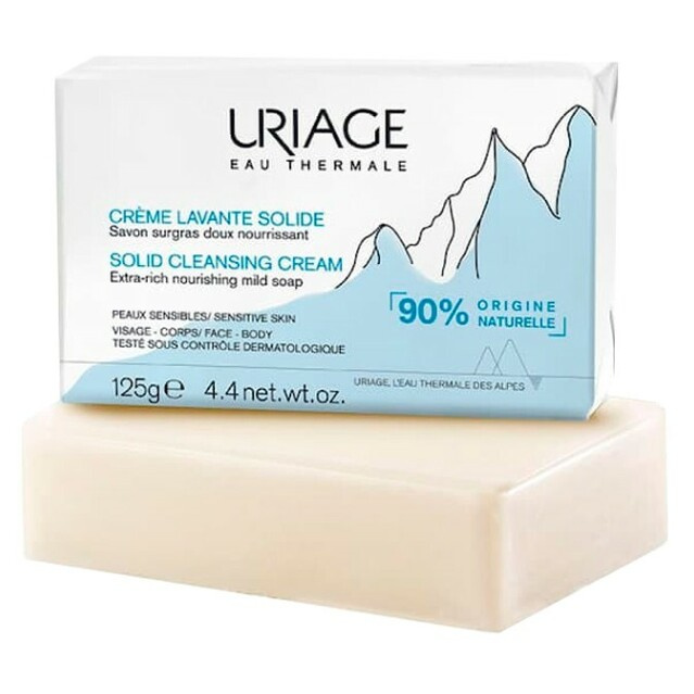 Uriage Hygiène Solid Cleansing Cream jemný čisticí krém s termální vodou z francouzských Alp 125 g