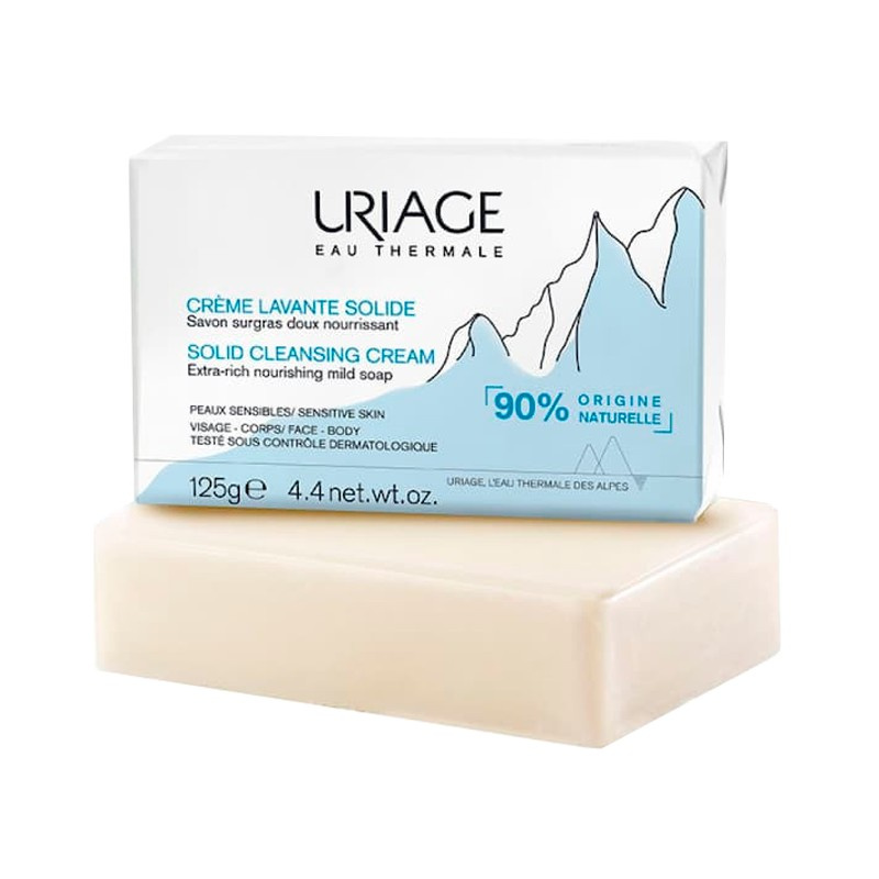 Uriage Hygiène Solid Cleansing Cream jemný čisticí krém s termální vodou z francouzských Alp 125 g