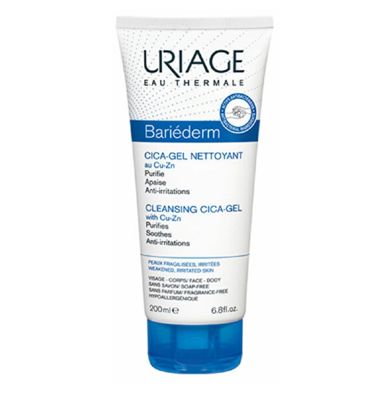 Uriage Bariéderm Cica Cleansing Gel with Copper-Zinc zklidňující čisticí gel na popraskanou pokožku 200 ml