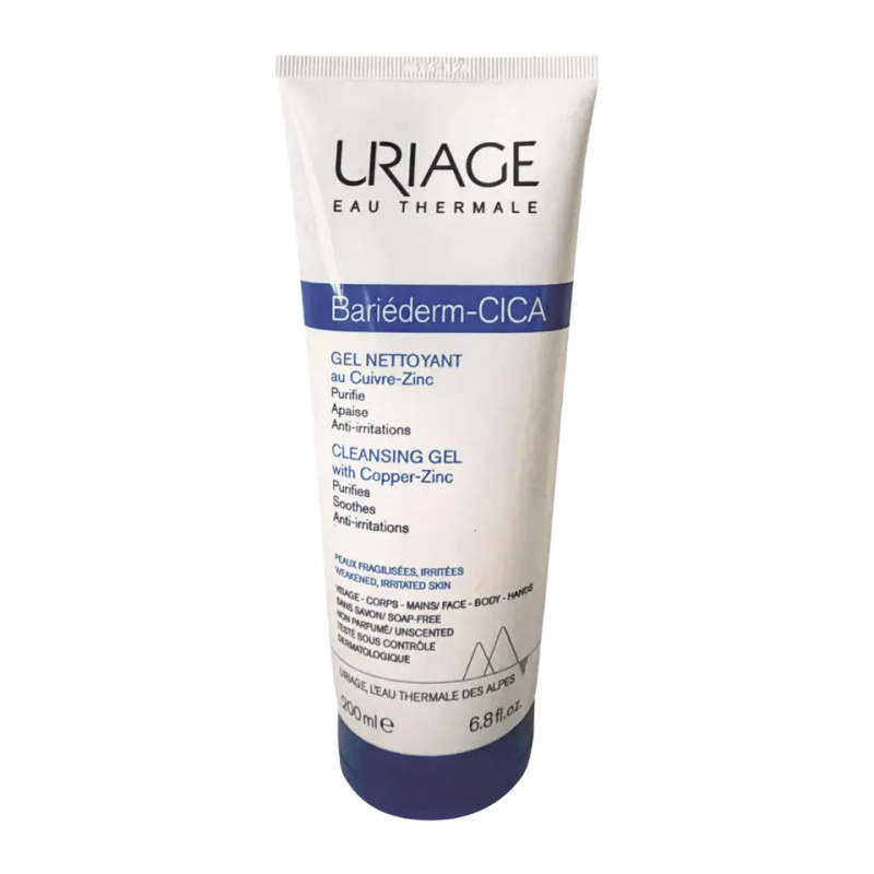 Uriage Bariéderm Cica Cleansing Gel with Copper-Zinc zklidňující čisticí gel na popraskanou pokožku 200 ml