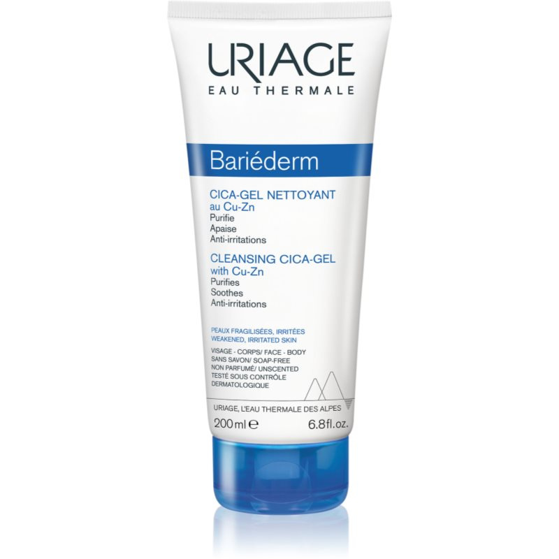 Uriage Bariéderm Cica Cleansing Gel with Copper-Zinc zklidňující čisticí gel na popraskanou pokožku 200 ml