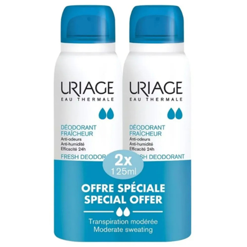Uriage Sada osvěžujících deodorantů ve spreji Fresh Deodorant Set 2 x 125 ml