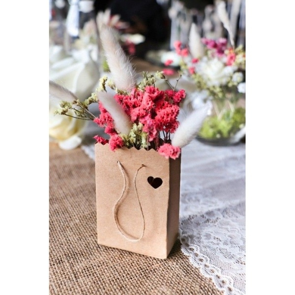 Moje Party TAŠTIČKY dárkové kraft se srdíčkem 6x3,5x9cm 6ks