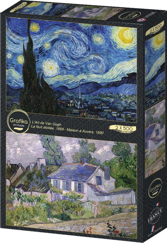 Puzzle Hvězdná noc a Dům v Auversu 2x500 dílků