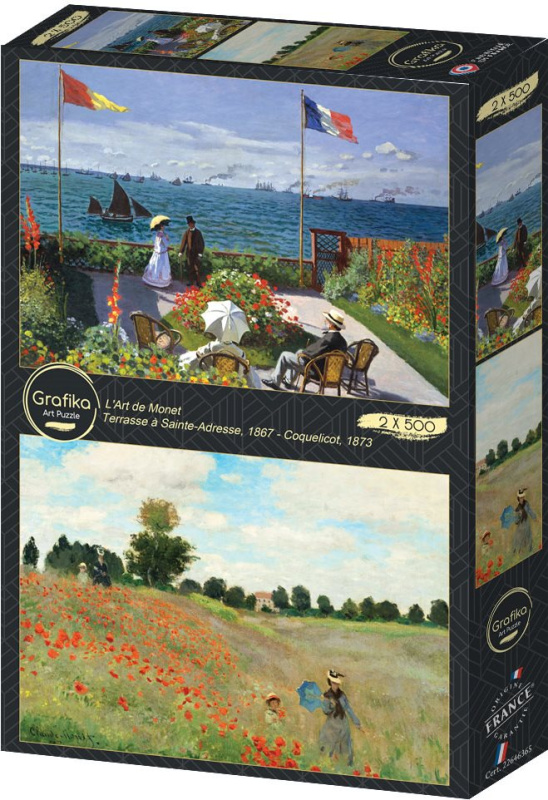 Puzzle Zahrada v Sainte Adresse a Pole vlčích máků 2x500 dílků