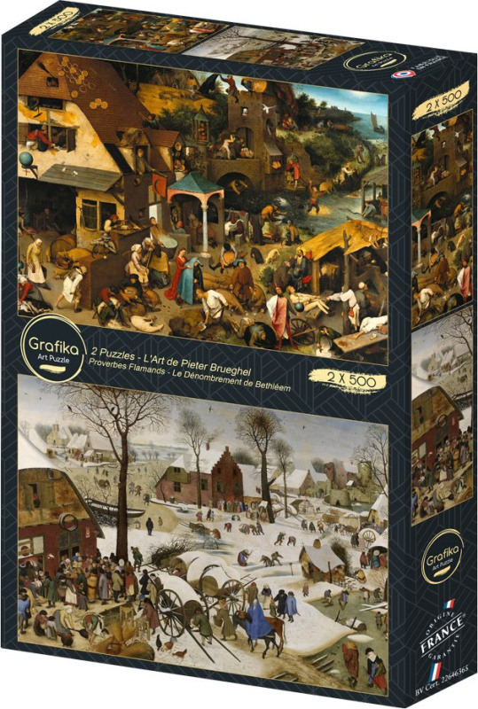 puzzle vlámská přísloví a sčítání lidu v betlémě 2×500 dílků