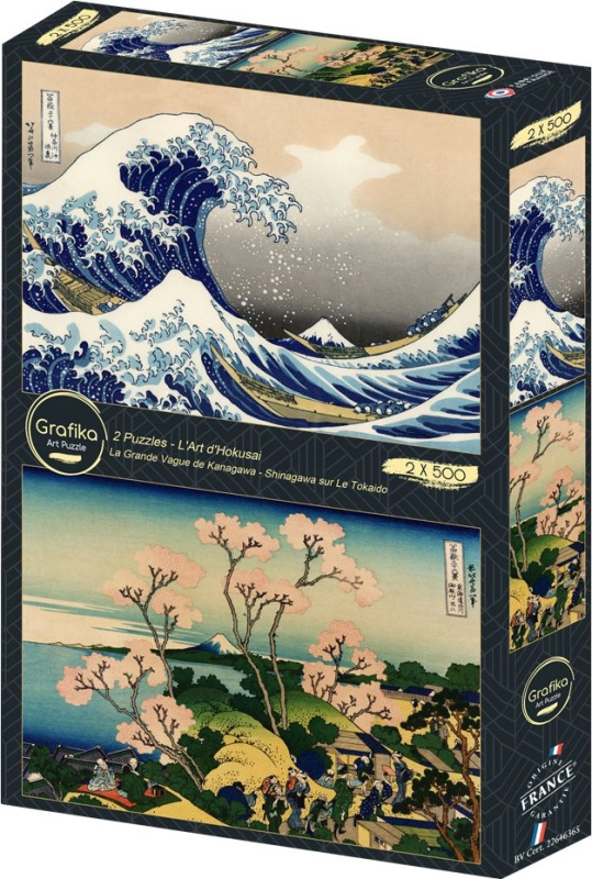 Puzzle Velká vlna u pobřeží Kanagawy a Městská oblast Šinagawa 2×500 dílků