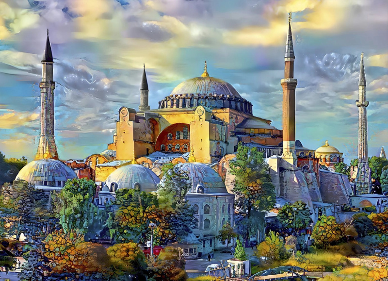Hagia Sophia, Istanbul, Turkey - puzzle z kategorie Umělecké