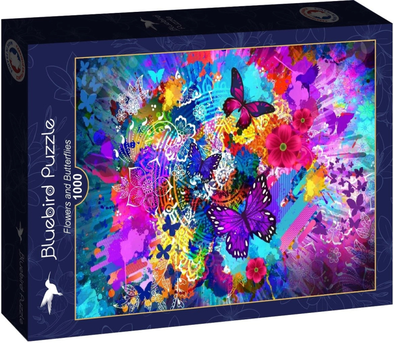 Bluebird puzzle Květiny a motýli 1000 dílků