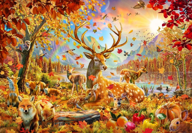 Puzzle zvířátka na podzim 1000 dílků