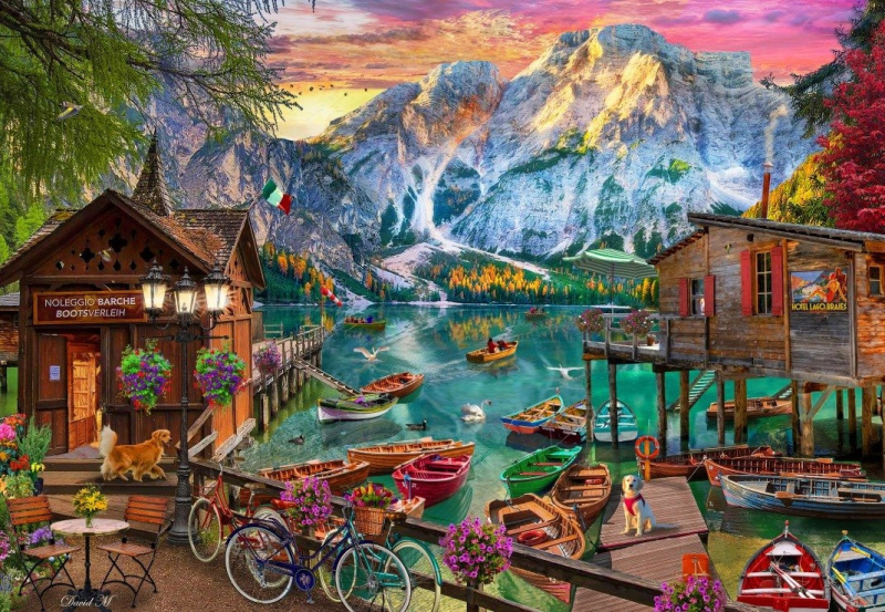Puzzle Jezero Braies, Itálie 1000 dílků