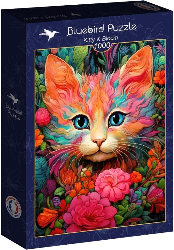 Puzzle Kotě a květiny 1000 dílků