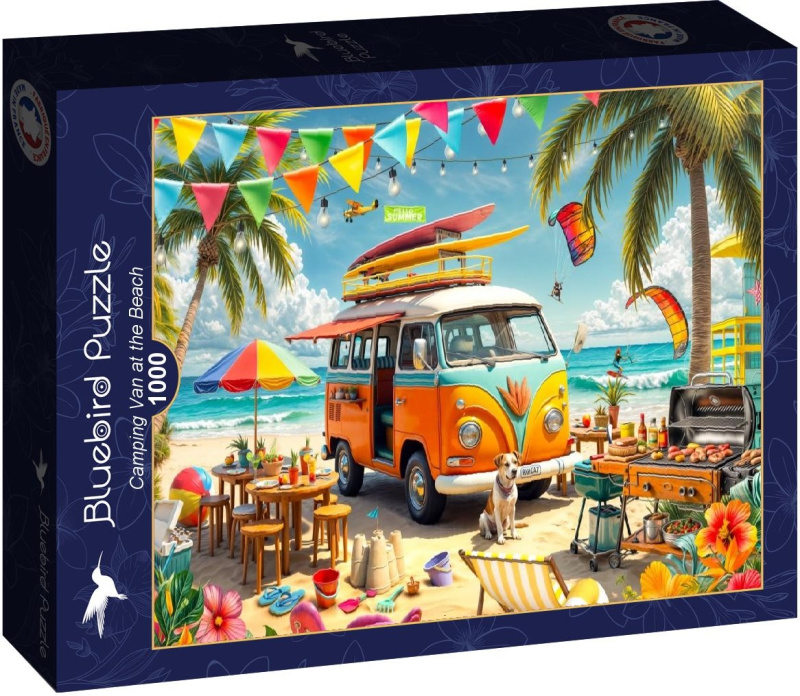 Puzzle Bluebird 1000 dílků Campervan na pláži