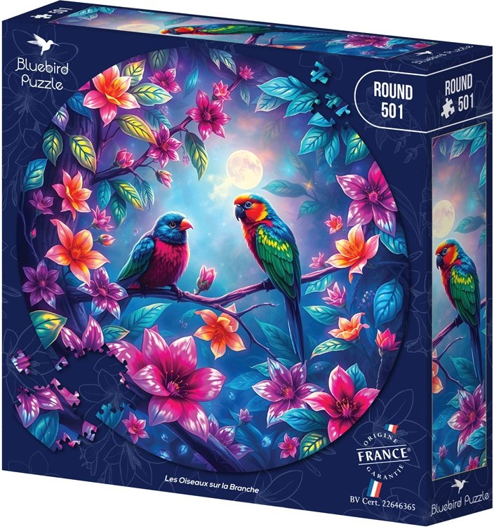 Bluebird kulaté puzzle Ptáčci na větvi (501 dílků)
