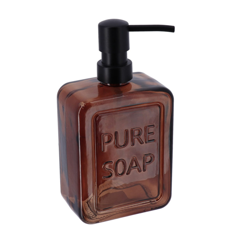 Tendance Skleněný dávkovač mýdla PURE SOAP, Hnědý, 550 ml hnědý