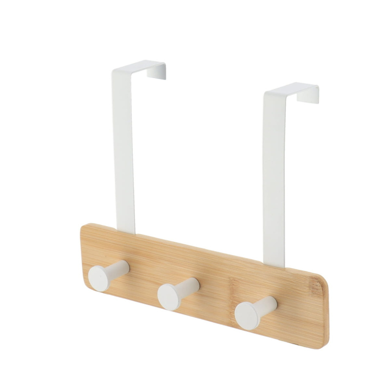 Tendance Kovový věšák na dveře, 3 háčky, 20 x 25 x 9 cm bílý