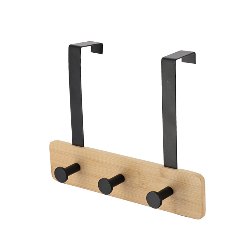 Tendance Kovový věšák na dveře, 3 háčky, 20 x 25 x 9 cm, Černý černá