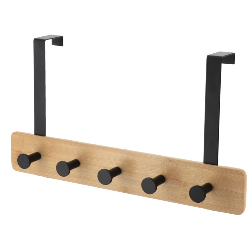 Tendance Kovový věšák na dveře, 5 háčků, 20 x 37 x 9 cm, Černý černá