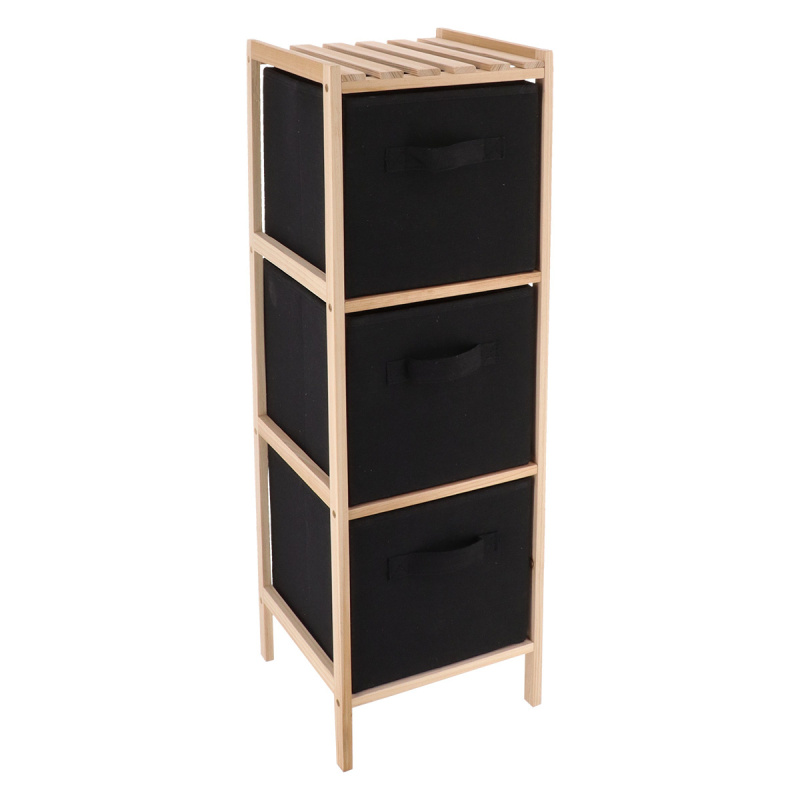 Tendance SKANDIA koupelnový organizér, smrkové dřevo, 25 x 25 x 77 cm černá