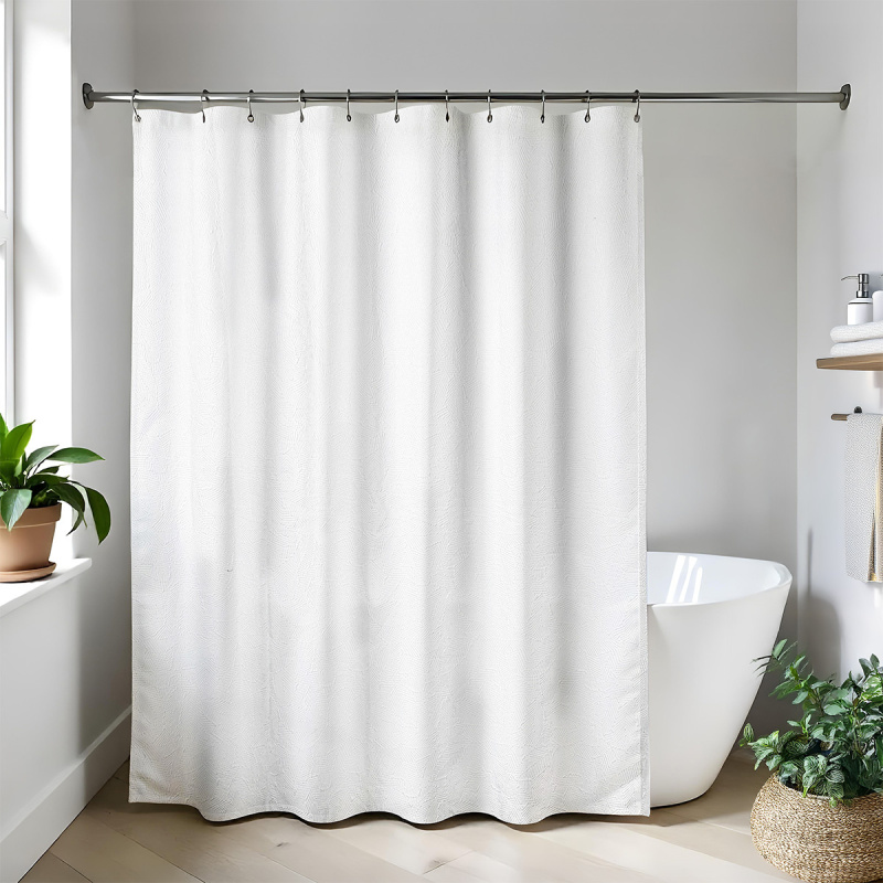 Tendance Sprchový závěs ELZA, vzor listů, 180 x 200 cm bílý