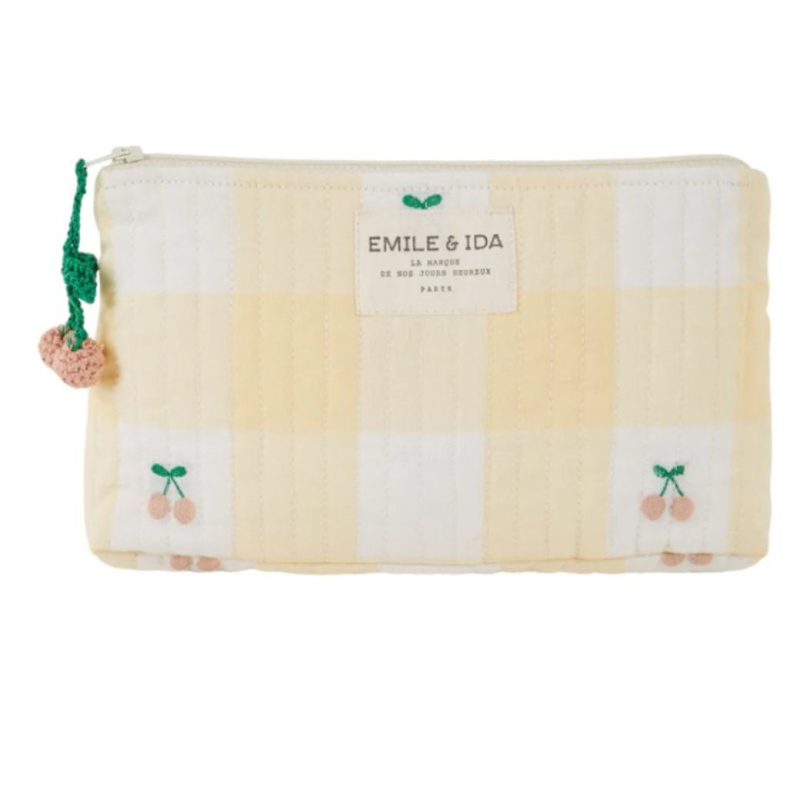EMILE ET IDA Pouzdro - YELLOW GINGHAM CHERRY