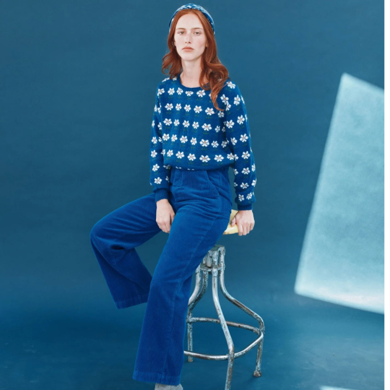 EMILE ET IDA EMILE Kalhoty STRAIGHT CANELLE - ROYAL Velikost: XL