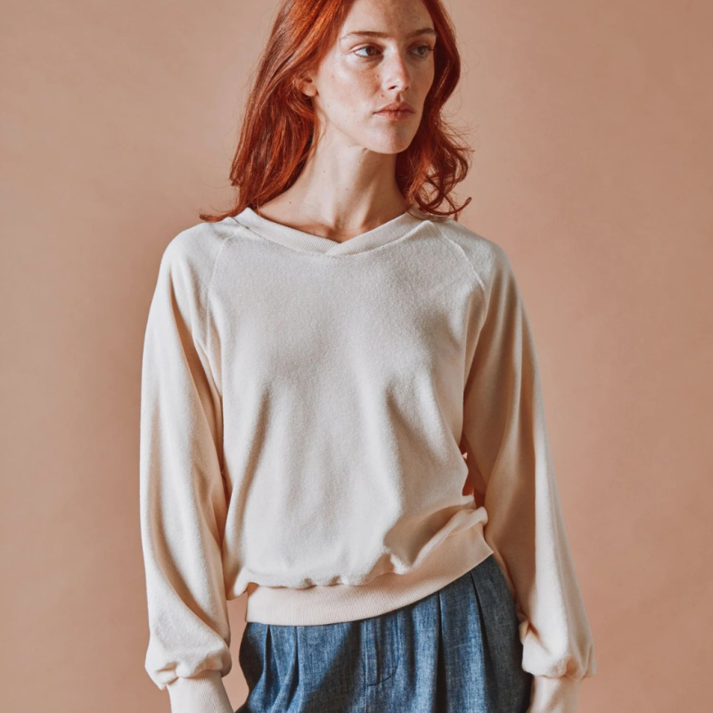 EMILE ET IDA Mikina TERRY - CREME Velikost: XL