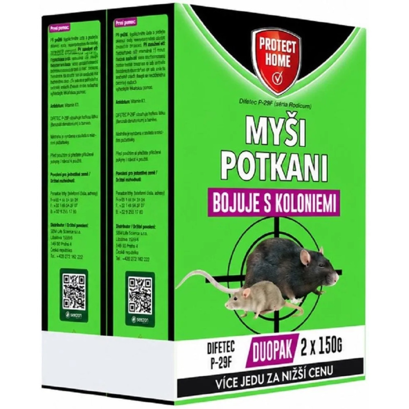 PROTECT HOME Rodenticid Difetec P-29F, 2x 150 g