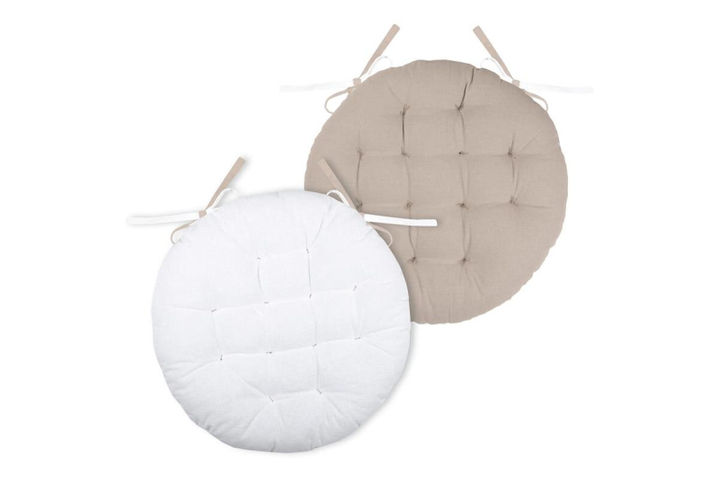 STOF Podsedák na židli s vázáním DUO, Ø 38 cm, bílá a béžová barva, 170 vícebarevný