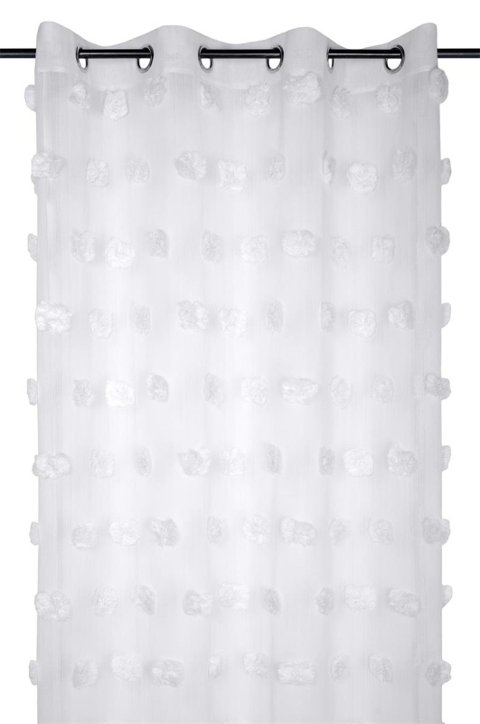 STOF Záclona POMPINOU s bambulkami, 135 x 260 cm bílý