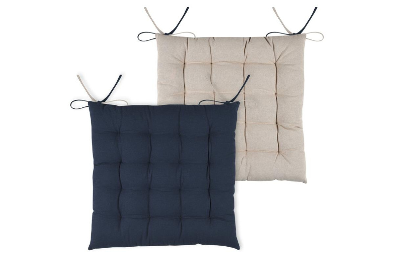 STOF Podsedák na židli s vázáním DUO, 100% bavlna, dvoubarevný, 40 x 40 cm vícebarevný