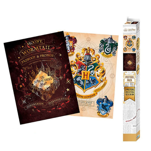 Harry Potter Set plagátov - Bradavický znak & Záškodnícka mapa 2 ks