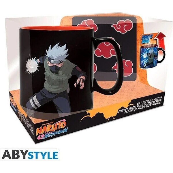 Naruto set 3D Hrnek měnící 460 ml + podtácek - Akatsuki Vícebarevná