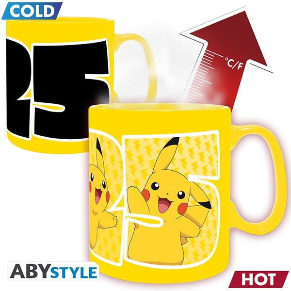 Hrnek s měnícím se motivem Abysse Corp Pokémon - Pikachu 25 (460 ml) Vícebarevná