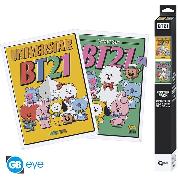 Set 2 plakátů BT21 - Vintage Univertar (52x38 cm)