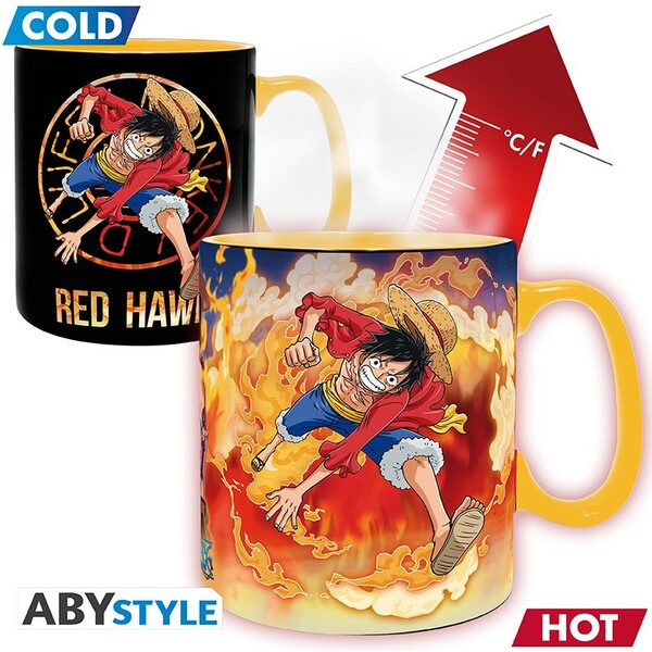 One Piece Hrnek Luffy & Sabo měnící se motiv 460 ml