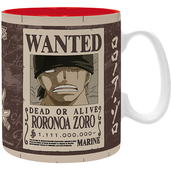 CurePink Hrnek One Piece Zoro Wanted 460 ml