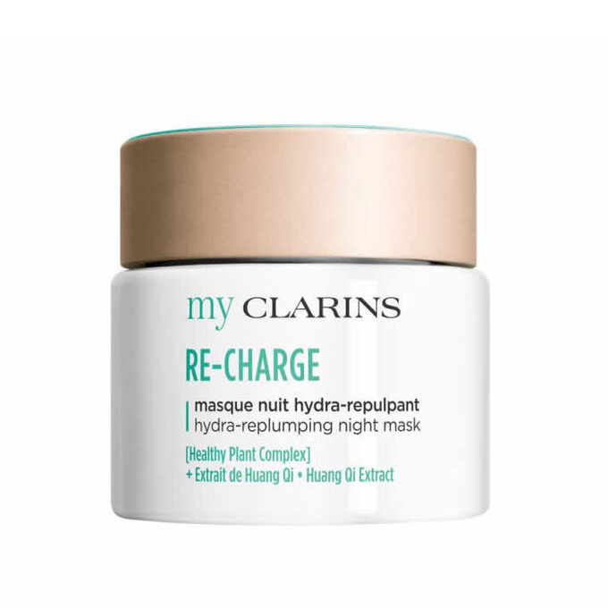 Clarins My Clarins Re-Charge Hydra-Replumping Night Mask energizující pleťová maska pro zářivý vzhled pleti 50 ml