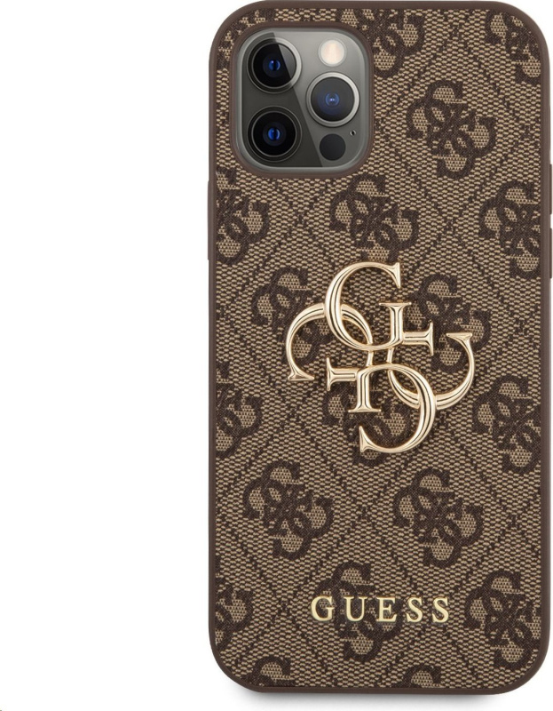 Guess Ochranný kryt pro iPhone 12 / 12 Pro - Guess, 4G Logo Back Brown