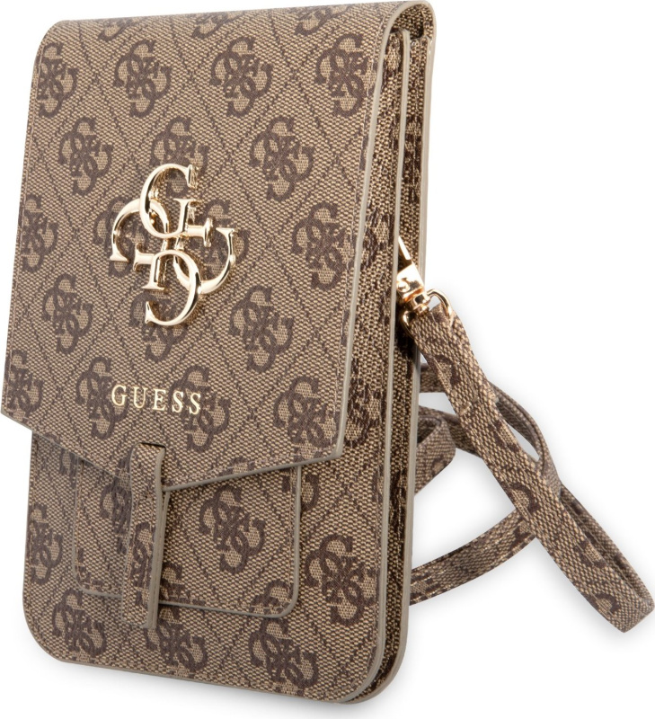 Guess Univerzální pouzdro / taška s kapsou na mobil - Guess, 4G Metal Logo Bag Brown