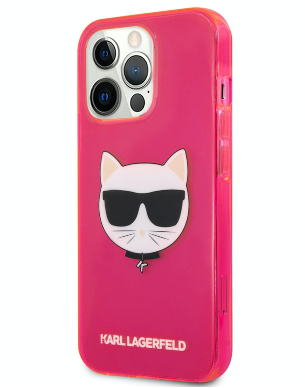 Pouzdro na iPhone 13 Pro Karl Lagerfeld and Choupette - růžové