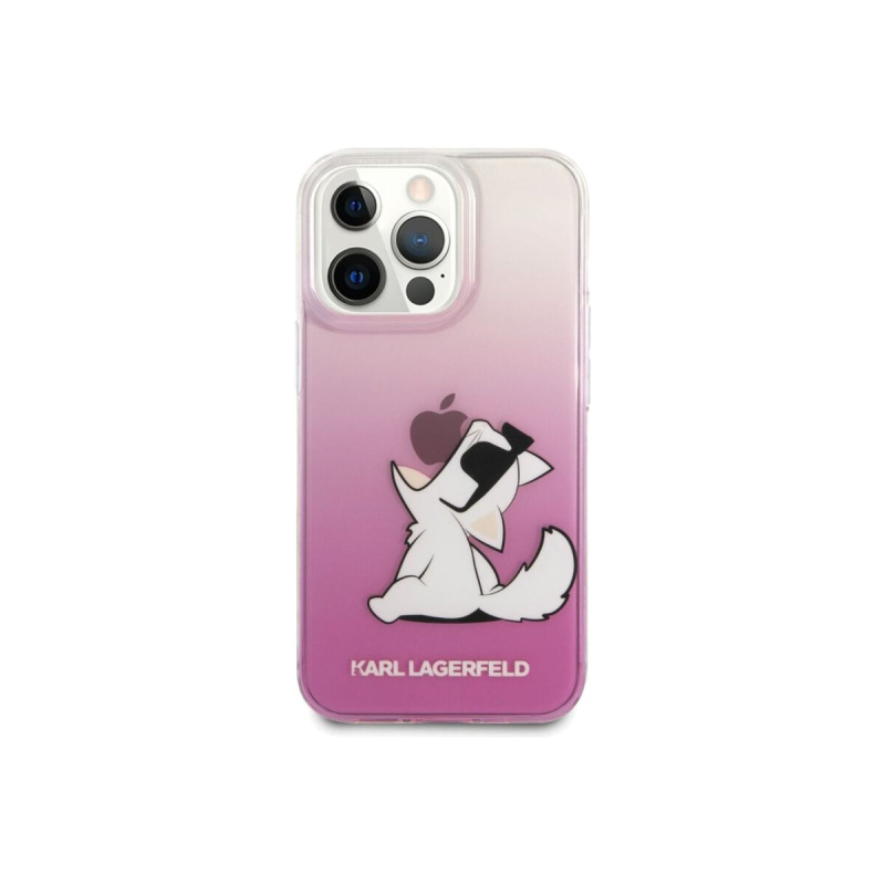 Pouzdro KARL LAGERFELD Original iPhone 13 Pro Max CHOUPETTE EAT GRADIENT růžové