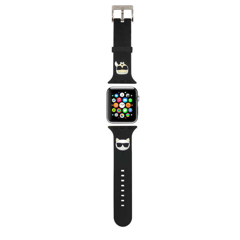 Řemínek Karl Lagerfeld Karl and Choupette na hodinky Apple Watch 38/40/41mm / černá Varianta: ivi1
