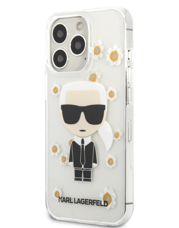 Kryt Karl Lagerfeld Ikonik Flower pro iPhone 13 Pro - průhledný