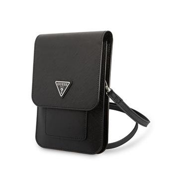 Guess PU Saffiano Triangle Logo Phone Bag černé