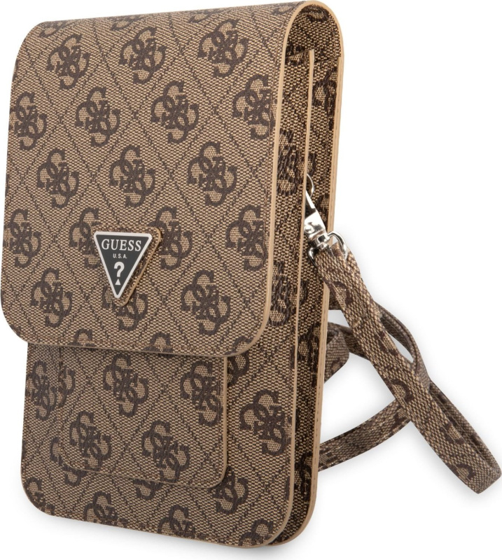 Guess PU 4G Triangle Logo Phone Bag hnědé