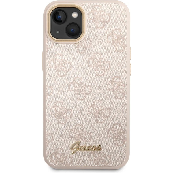 Guess PC/TPU 4G Metal Camera Outline kryt pro iPhone 14 - Růžová