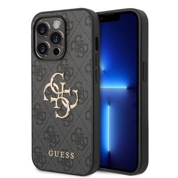 Guess PU 4G Metal Logo kryt iPhone 14 Pro šedý