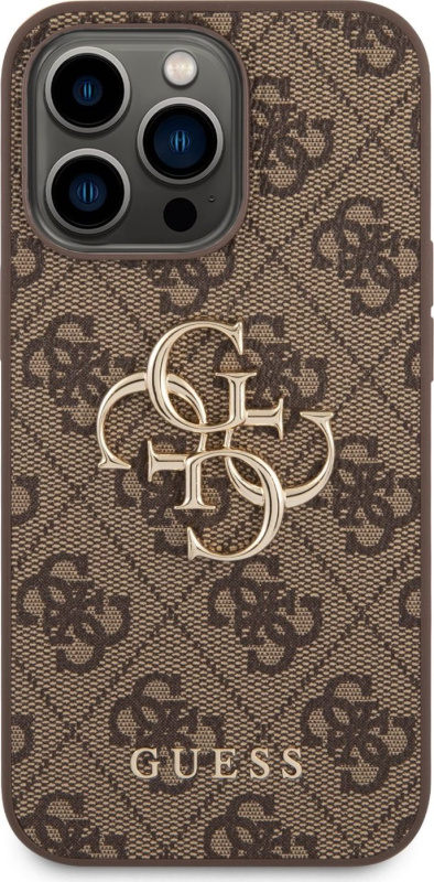 Guess Ochranný kryt pro iPhone 14 Pro - Guess, 4G Logo Back Brown